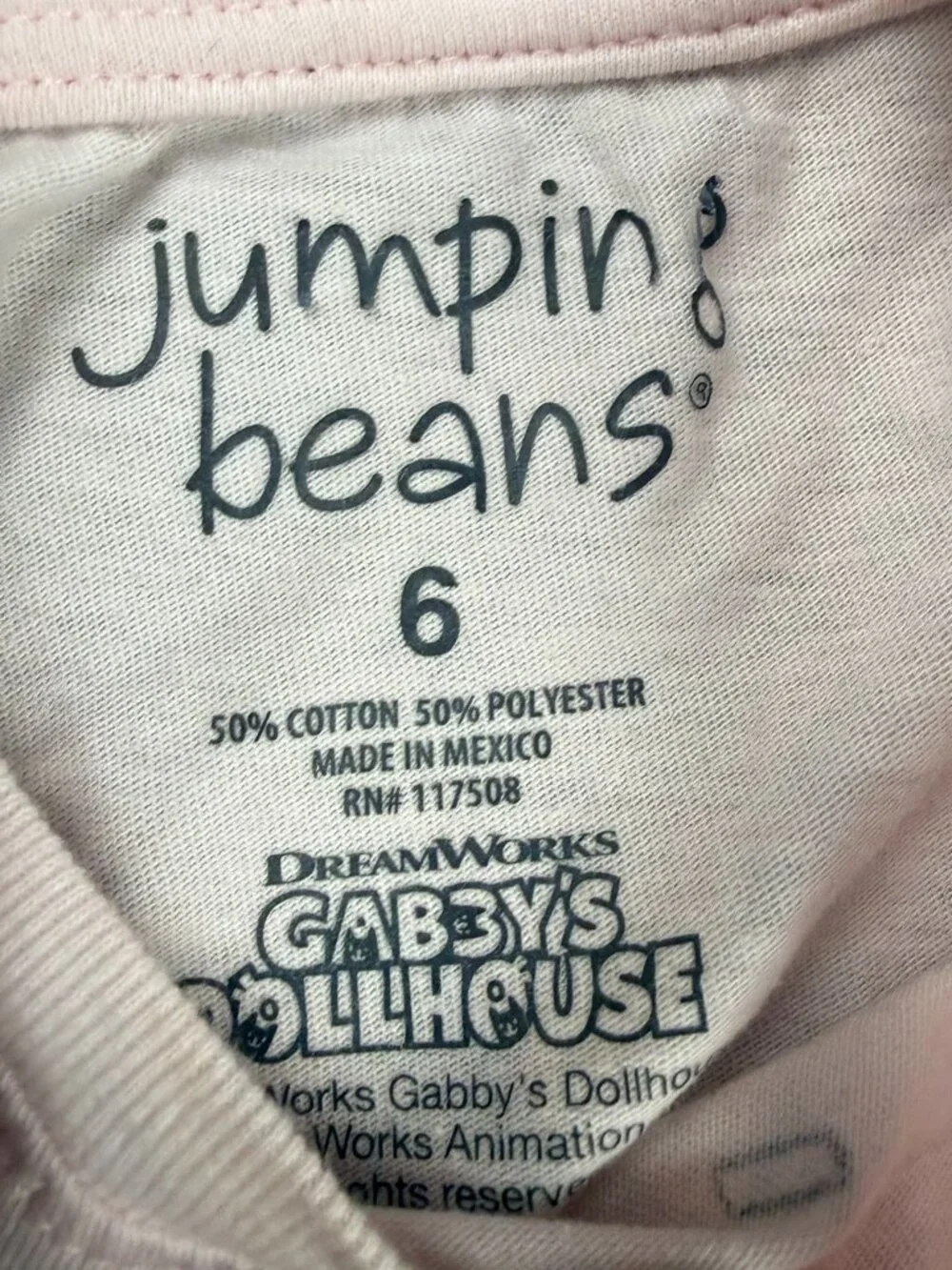 Jumping Beans Gabby's Dollhouse Girls Size 6 T-Shirt Pink Sprinkle Party Stains